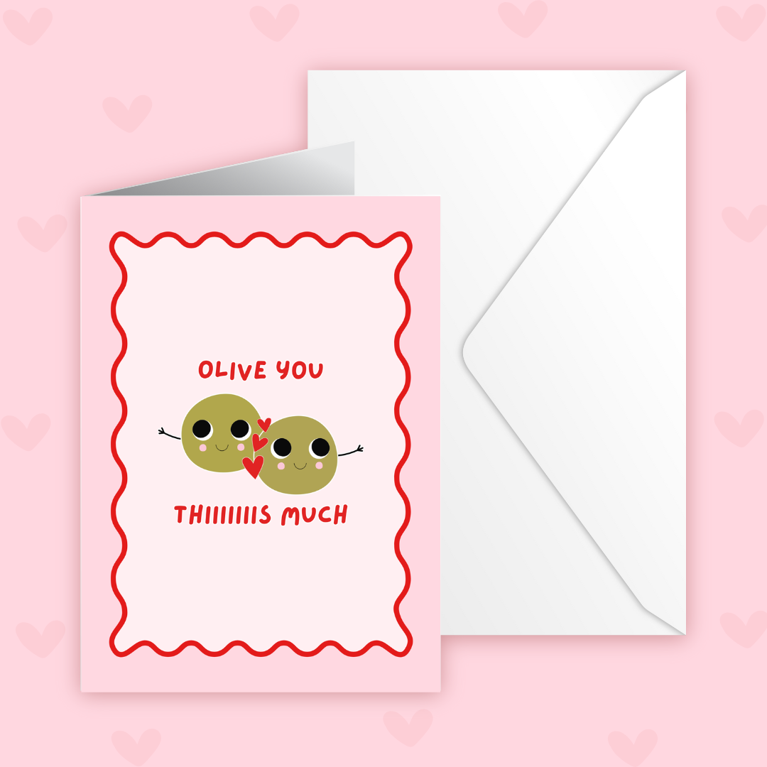 'Olive You This Much' Valentines Card